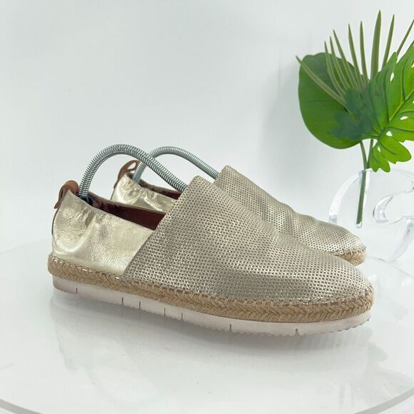 Gentle Souls Women's 10 Lara A-Line Sporty 2 Espadrilles Gold Leather Flats - Picture 2 of 15